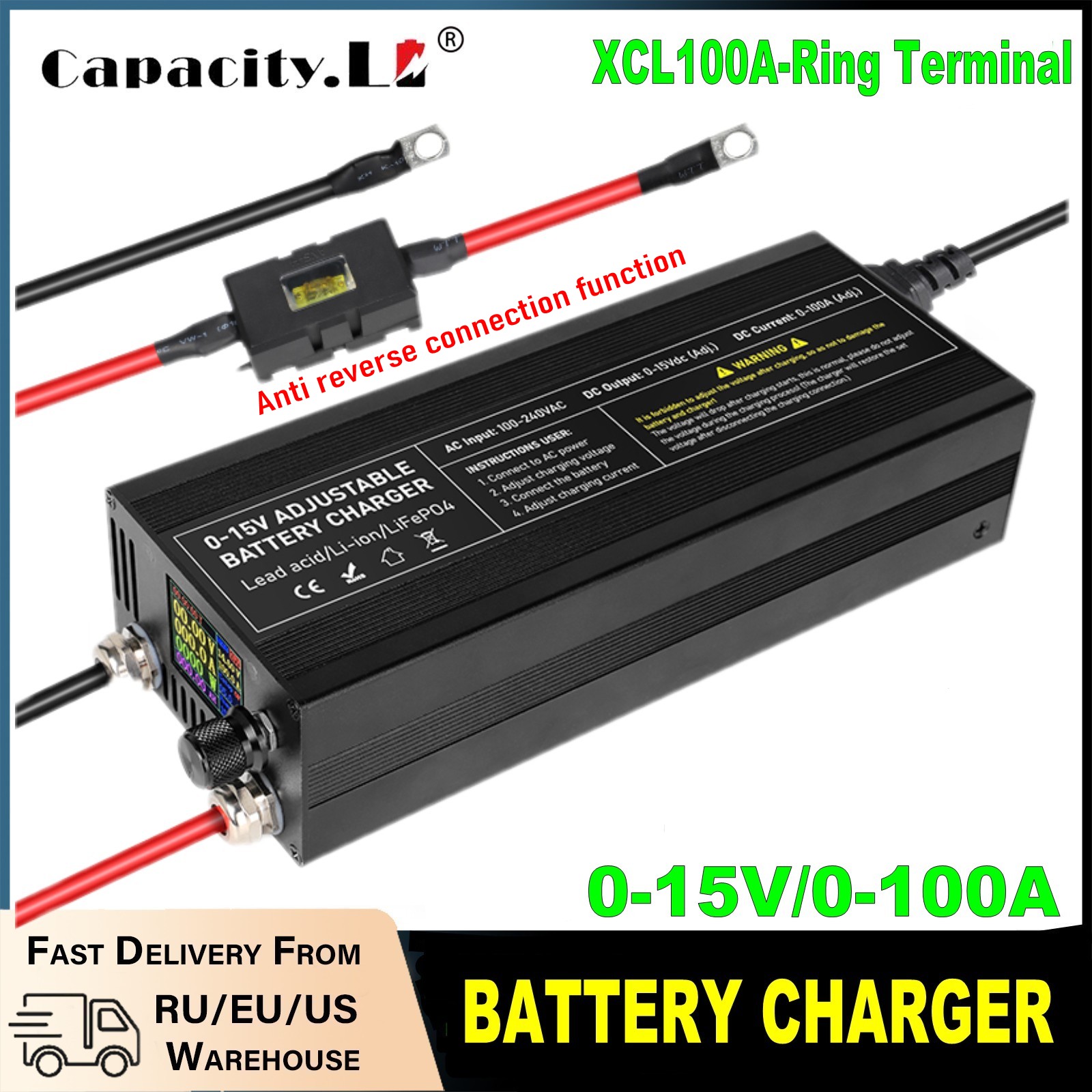 شاحن بطارية قابل للتعديل 60A10 - مراجعة 84V 20A Smart Charger وسعره