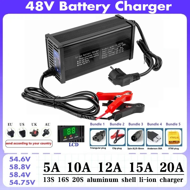 عالية الطاقة 48 فولت 5A 8A 10A - مراجعة 84V 20A Smart Charger وسعره